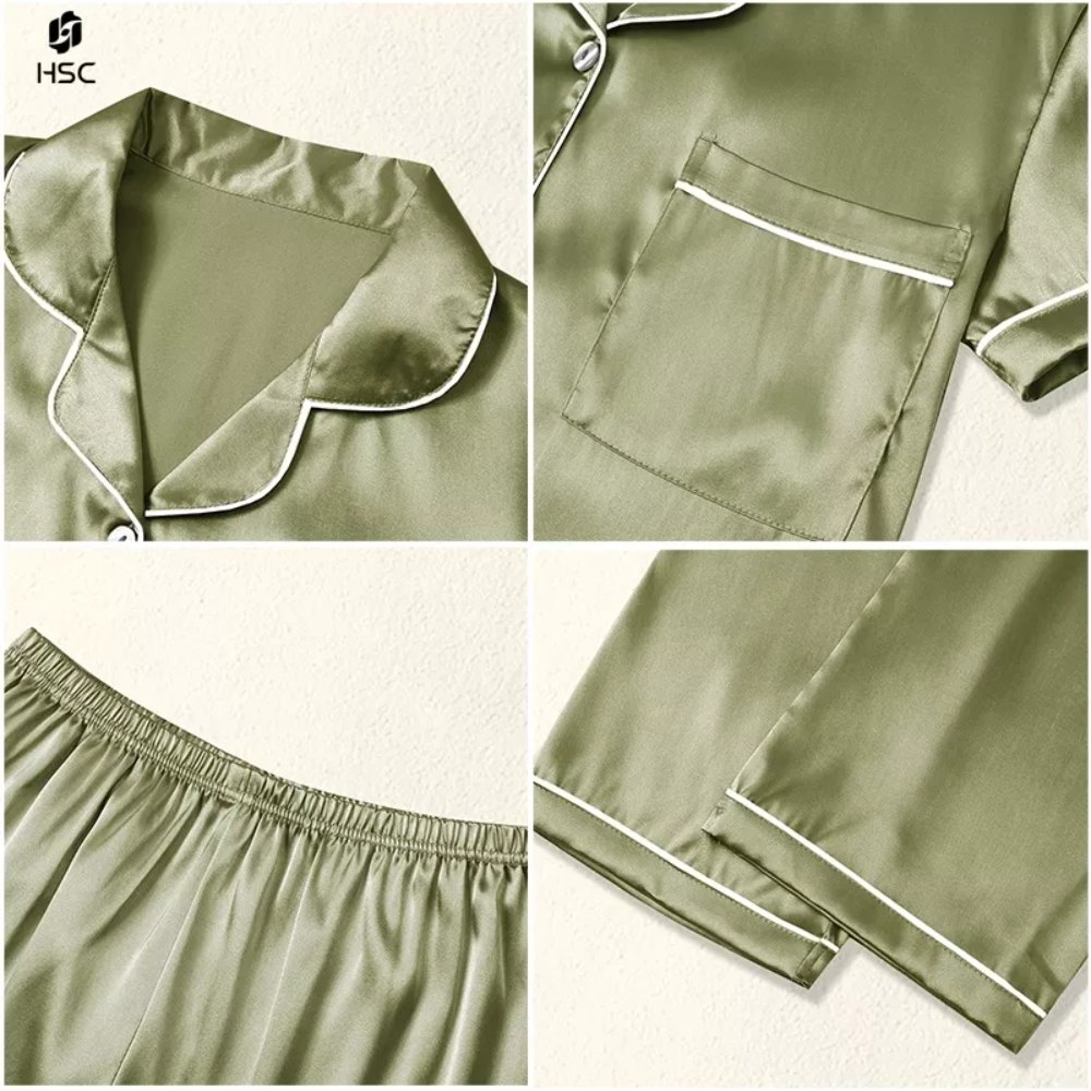 HSC Custom Organic Bamboo Pajamas Set for Women Soft Button Down Sleepwear