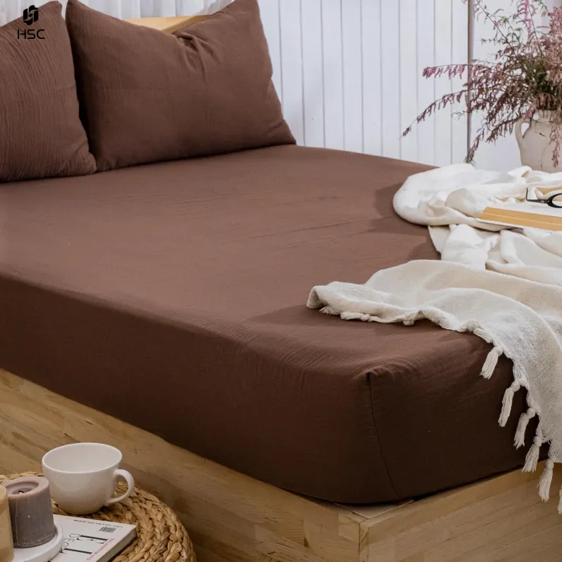 muslin cotton fitted sheet bedding set