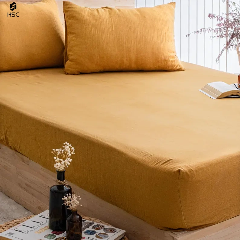 muslin cotton fitted sheet bedding set