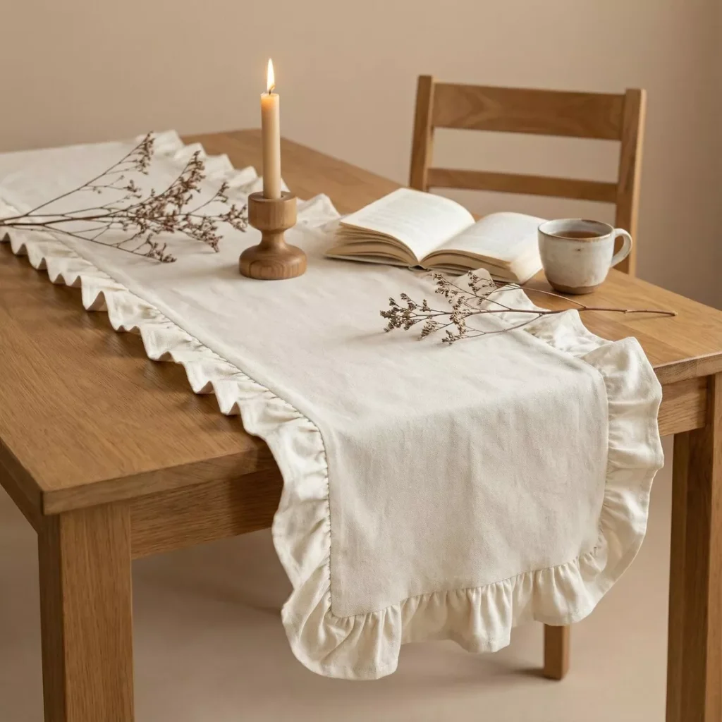 Customized Ruffled Tablecloths in Various Shapes and Sizes Linen Tablecloths Christmas Tablecloths Housewarming Gift Tablecloths