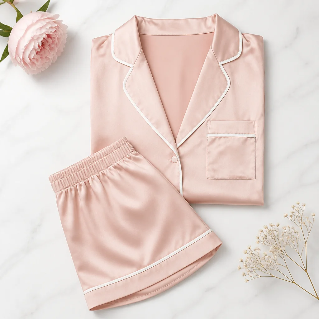 Bamboo Pajamas Blush Set Flatlay