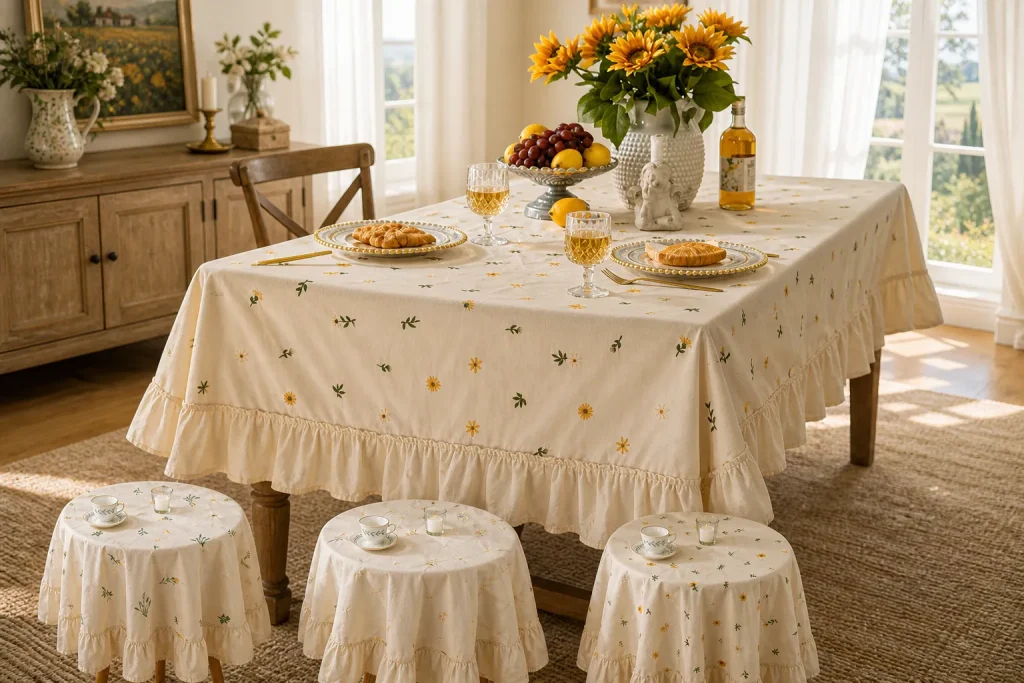 Embroidered Tablecloth Hero European Dining