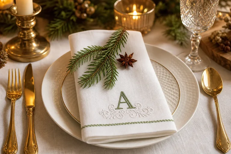 Christmas Linen Napkin Hero Dining Table