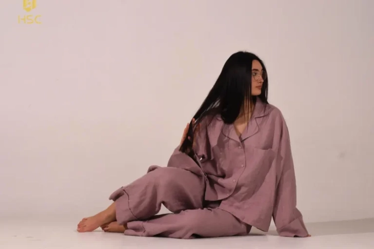 Customized Loose Fit Linen Pajama Set
