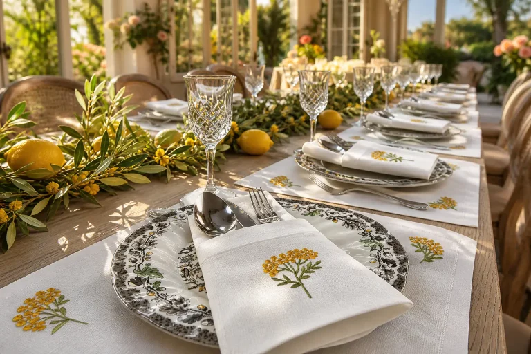 Embroidered Linen Napkin Banquet Dining Banner