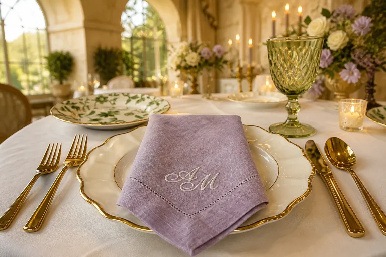 Monogram Linen Napkin Hero Dining Table